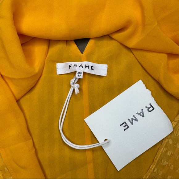 Frame Crinkled Silk Chiffon Pullover Halter Top in Kumquat Yellow Sz XS - Picture 7 of 8